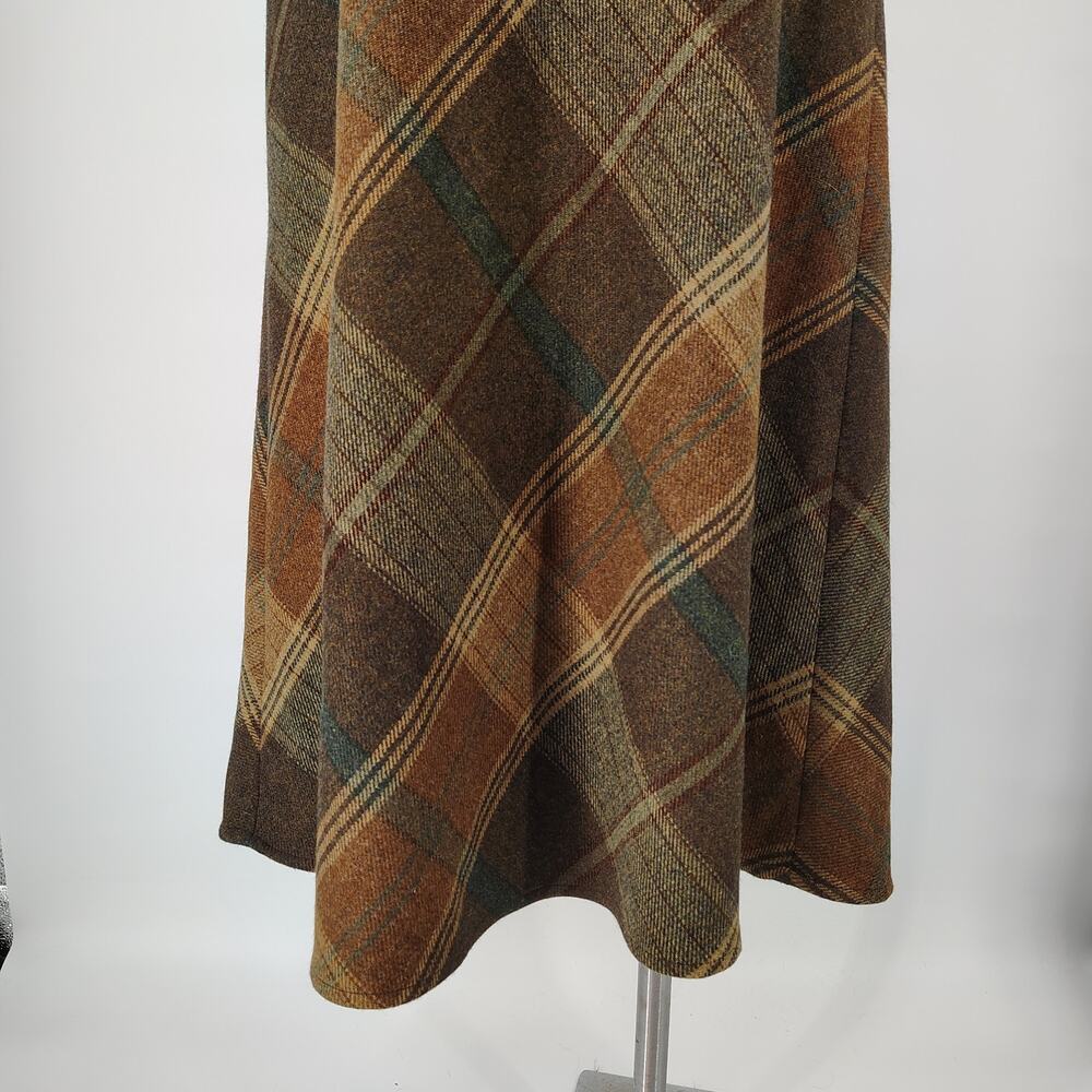 Lauren Ralph Lauren Wool Plaid Equestrian Buckle Midi Skirt Size 6 - Picture 13 of 16
